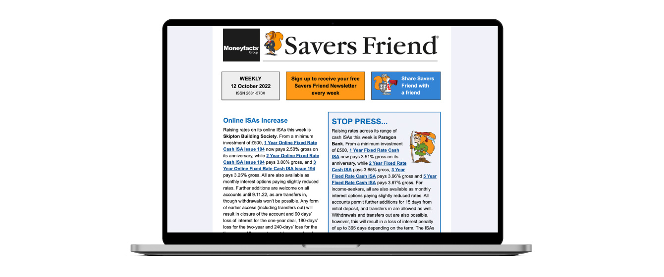 Savers Friend Newsletter displayed on a Laptop screen